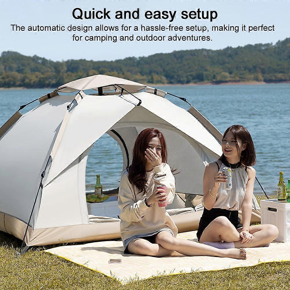 Automatic Quick-Open Beige Camping Tent S 2.0x1.5x1.35m Waterproof