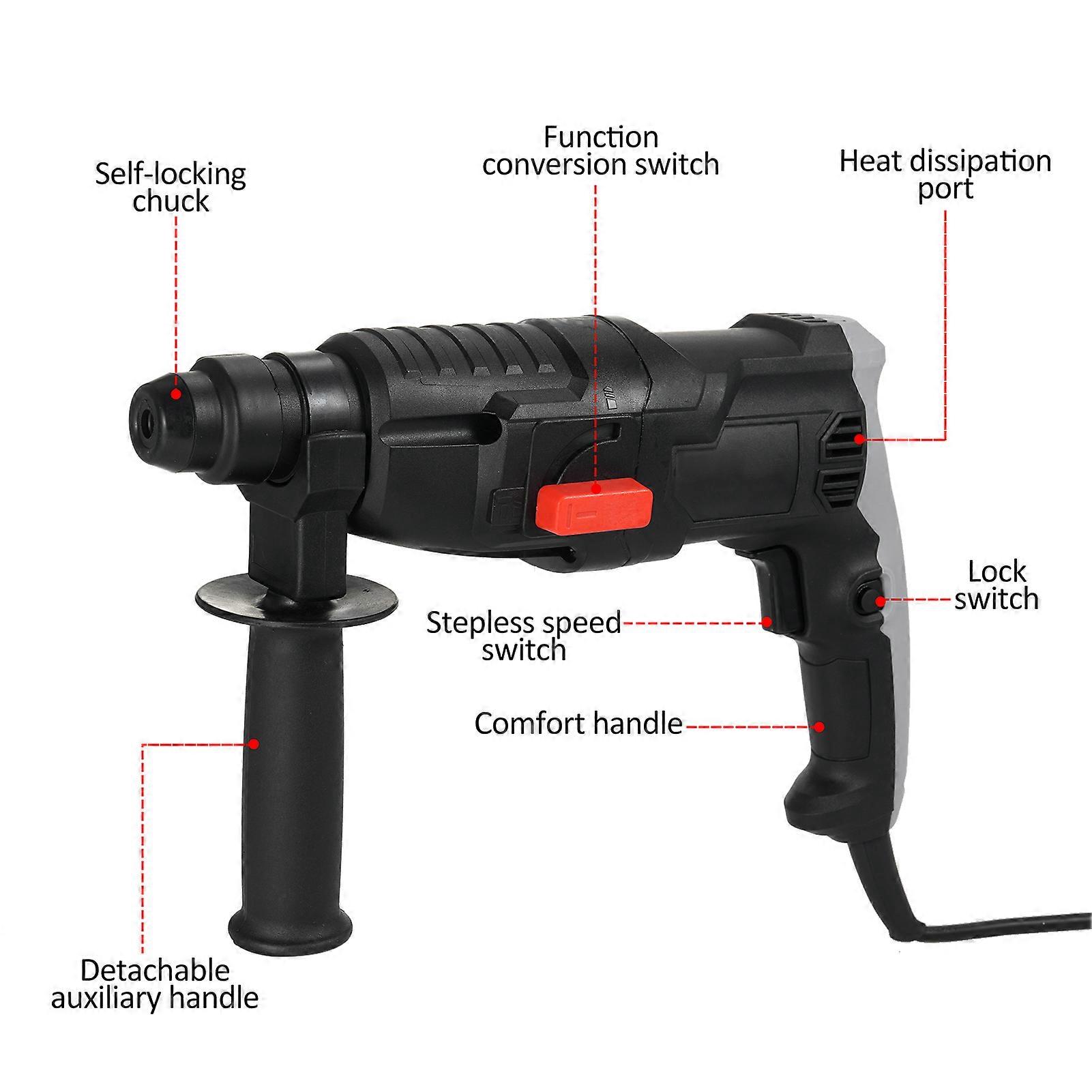 AC110V 710W High Power Drill Concrete/Masonry Rotary Vibration Control and Safety Clutch Electric Hammer with Infinitely Variable Speeds