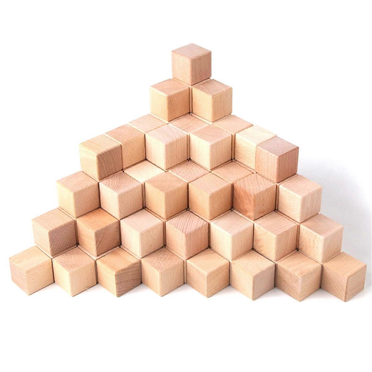 100pcs 30mm cubes en bois non finis, blocs de bois vierges pour l’artisanat de bricolage, la peinture, la douche de bébé, le puzzle