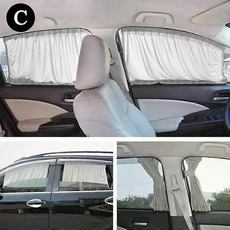 Stretchable Plastic Rail Car Side Window Sunshade Curtain - Auto Elastic With Sun Window Black/Beige/Gray Visor Cord Y1U2