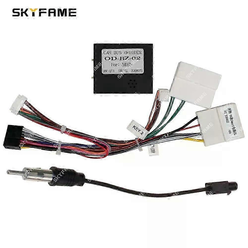 Applies to Car 16pin Wiring Harness Adapter Canbus Box Decoder Android Radio Power Cable Suitable for Benz Smart Suitable fortwo 453