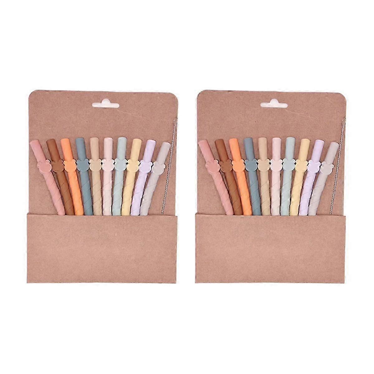 20Pcs Multicolor Silicone Straws Non-Disposable Universal Straws for Smoothie Drinks Foldable for H