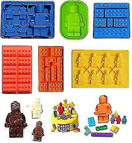 Χτίζοντας τούβλο Candy Robot Mold Σετ καλουπιών σοκολάτας Καλούπια καλουπιών μπλοκ σιλικόνης Δίσκοι παγοκύβων συμβατοί Κάνοντας λιωμένη σοκολάτα Fondant Jelly Dome Mou