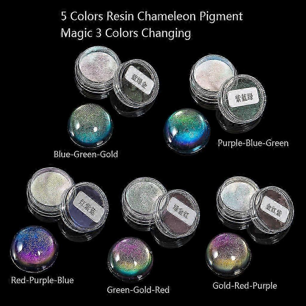 5 Color Chameleon Powder Set Color Shift Mica Powder For Epoxy Resin Slime