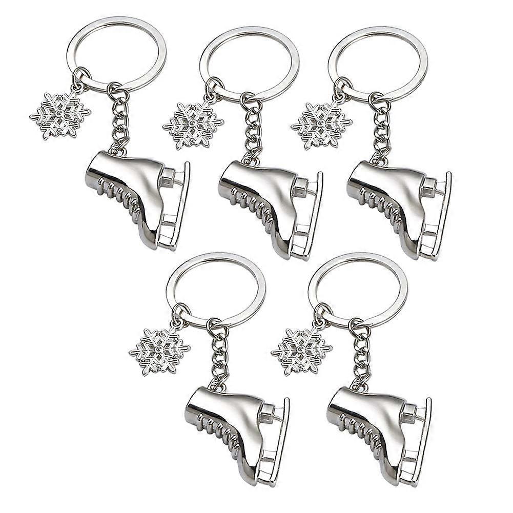 5 pieces ice skates snowflake gift 3D skating ice skate keychain for gift
