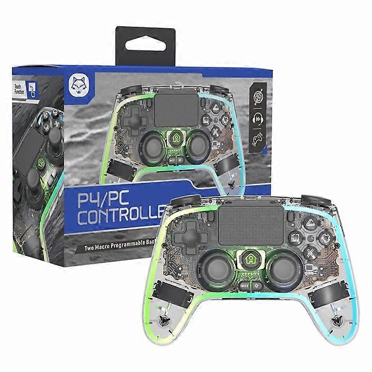 TOPWOLF HS-PS4280 Bluetooth Gamepad RGB Light 6-Axis Sensor Dual Vibration Game Controller for PS4 / PC