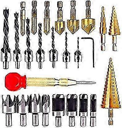 Set of 26 Conical Drill Bits Suitable for Woodworking and Carpentry Tasks