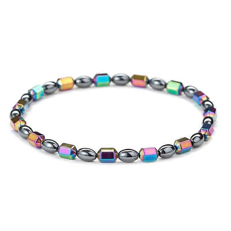 Anklet Hematite Round Beads Stretch Bracelet Gallstone Anti-Fatigue Magnetic Therapy for Women