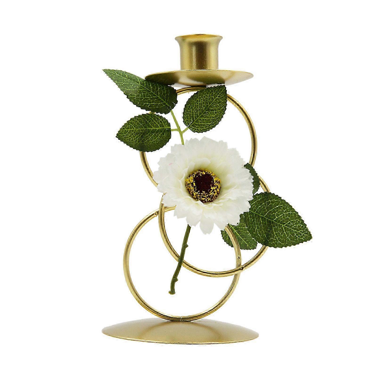 Fragrant Candlestick with Artificial Flowers - Gold Table Centerpiece Decor