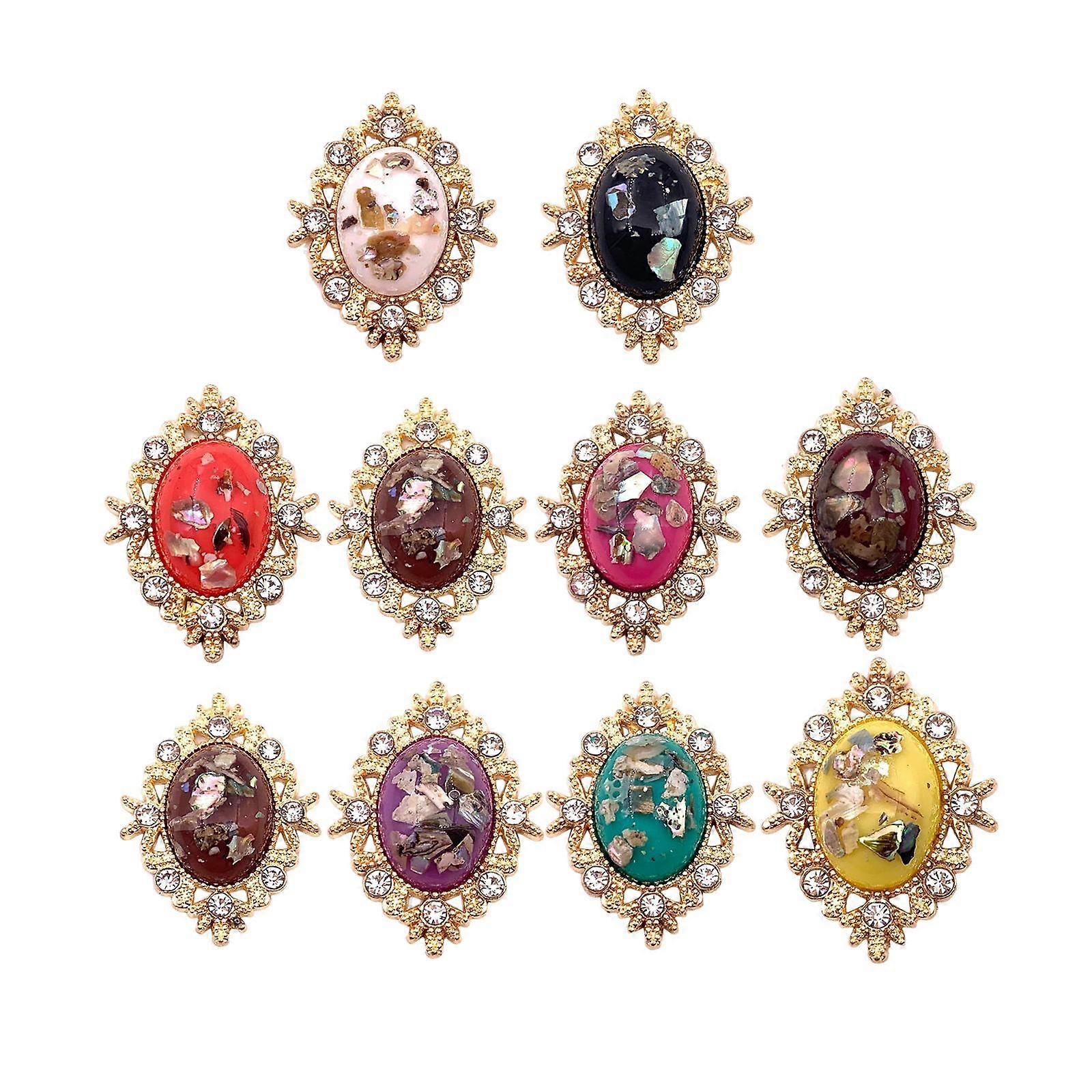 10Pcs Flatback Embellishment Charms Rhinestone Buttons for DIY Handcraft