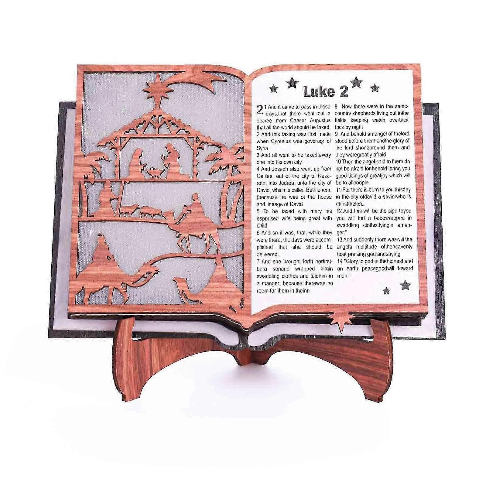 2025 3D Wooden Nativity Scene Book Display With Light for Holiday Decor