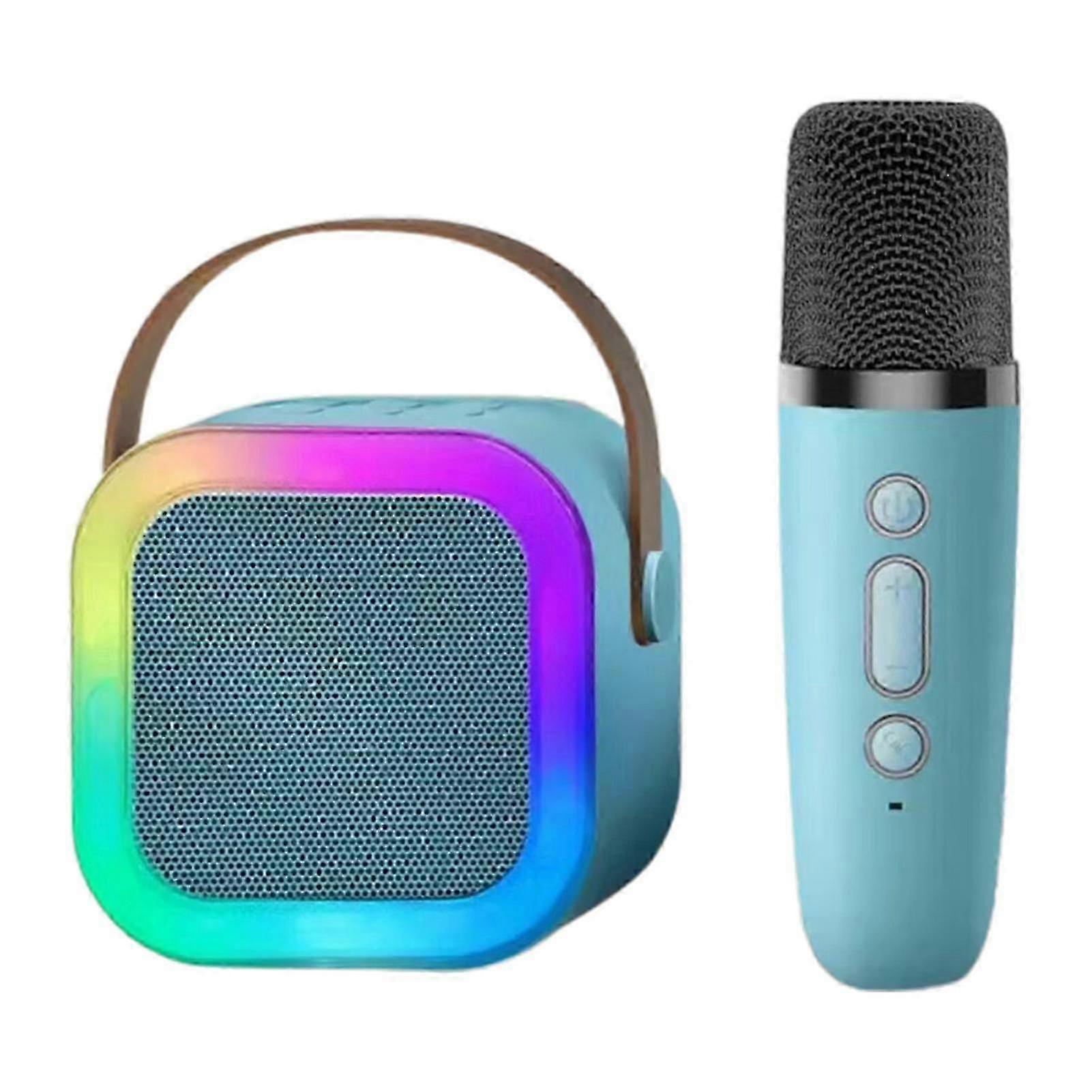 Portable Mini Karaoke Machine with Wireless Mic - Blue Birthday Gift
