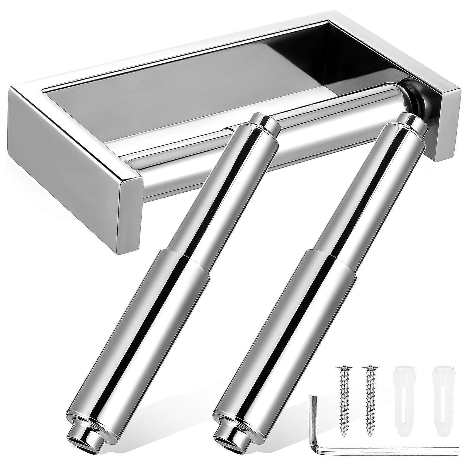 3pcs Chrome Toilet Paper Holder with Spring Loaded Design for Easy Replacement and Quick Installation Without Drilling – Bathroom Decor Accessory