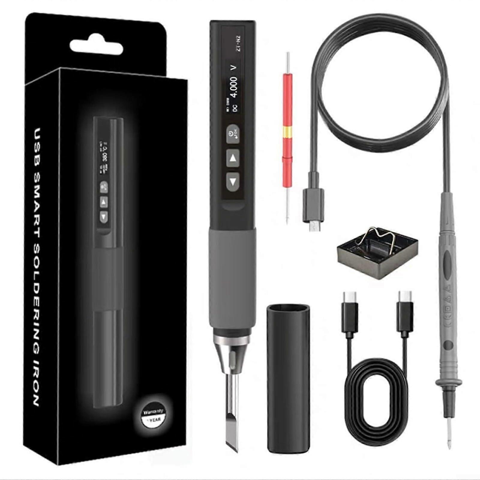 Intelligent Digital Soldering Iron 96W With LCD Display Temperature Control Type-C PD Protocol Metal Housing ZTN2