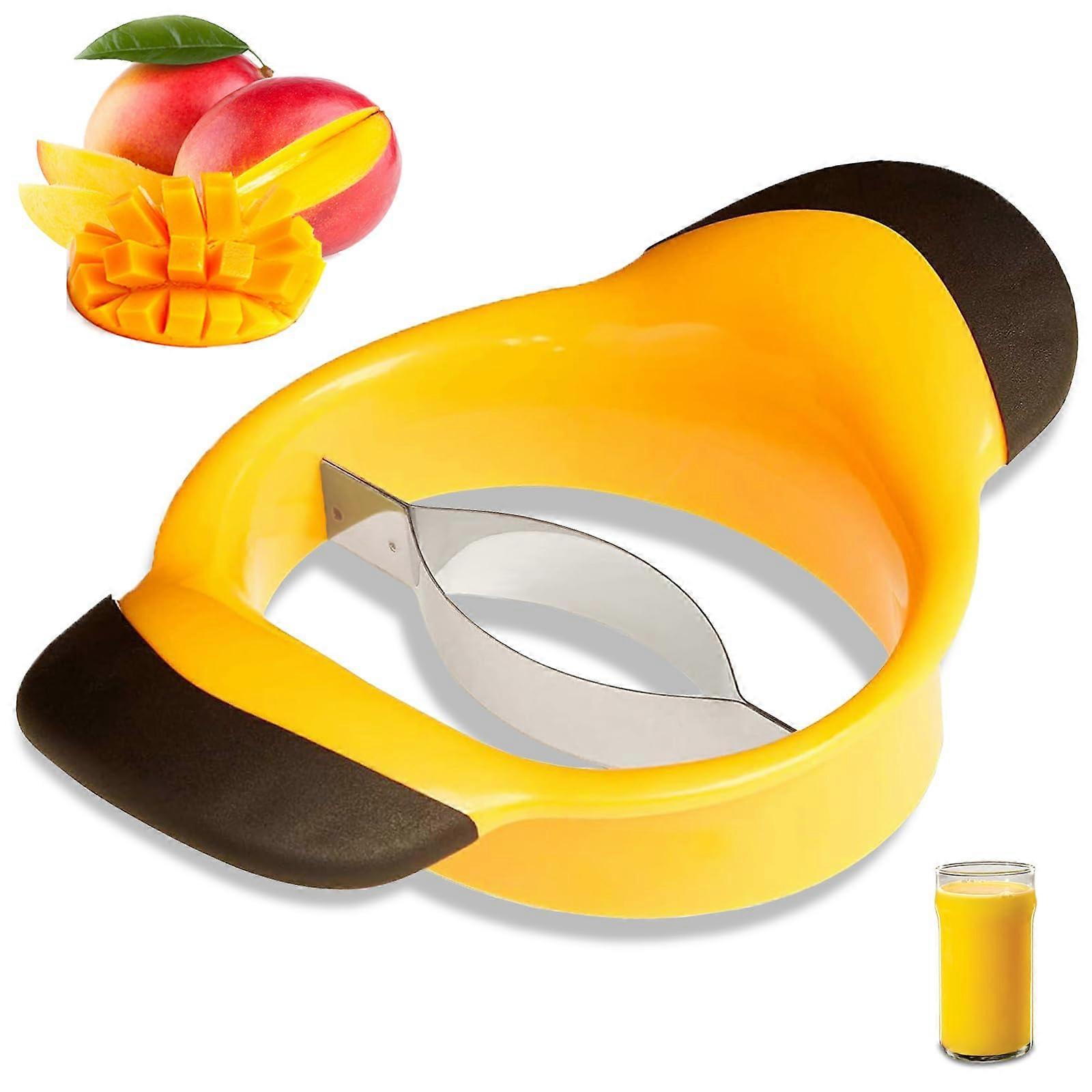 Mango Slicer with Ergonomic Rubber Handle, Stainless Steel Blade for Sharing