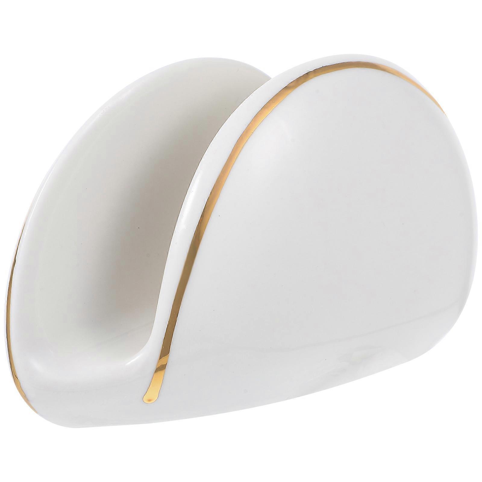 Asymmetric Ceramic Serviette Holder Space-Saving Table Setting Decor For Restaurant Use 1Pack