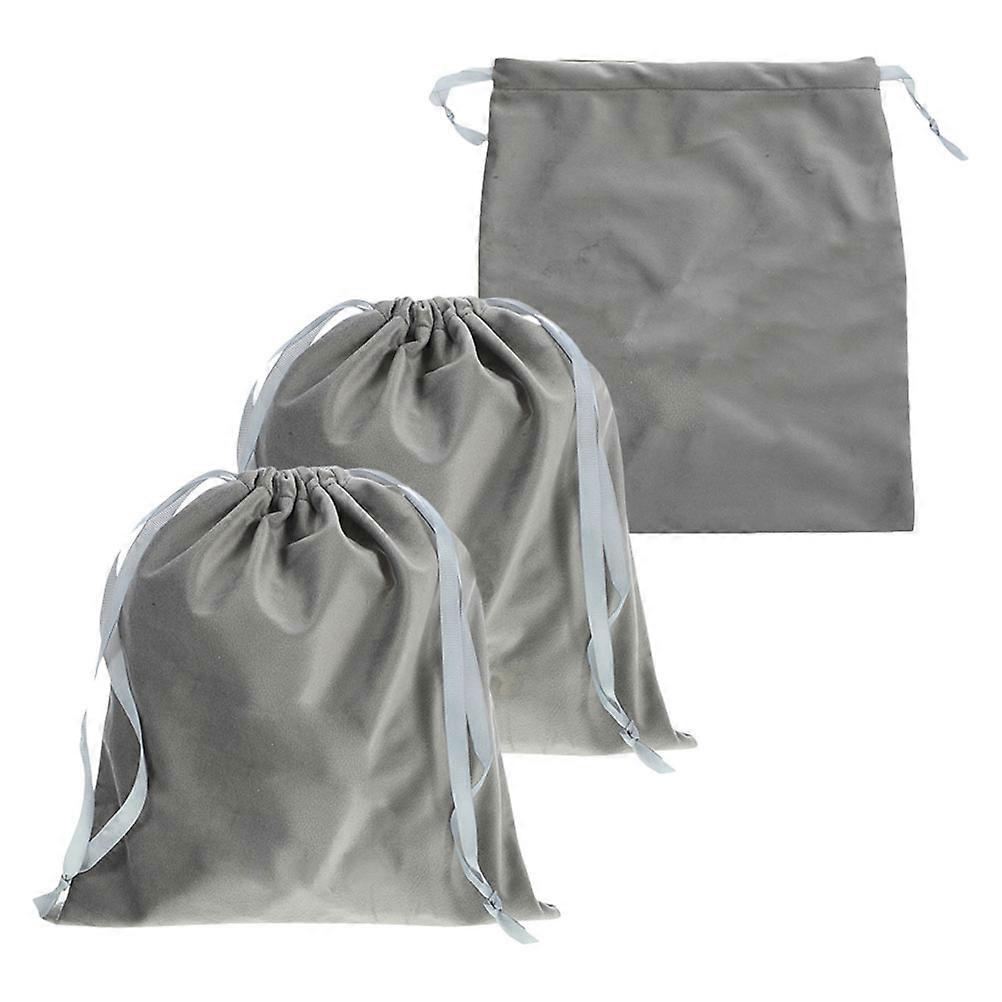 Hair Tool Container Hair Dryer Bag Drawstring Pouch Rectangular Grey 30x35cm Storage Travel Protection 3Pcs