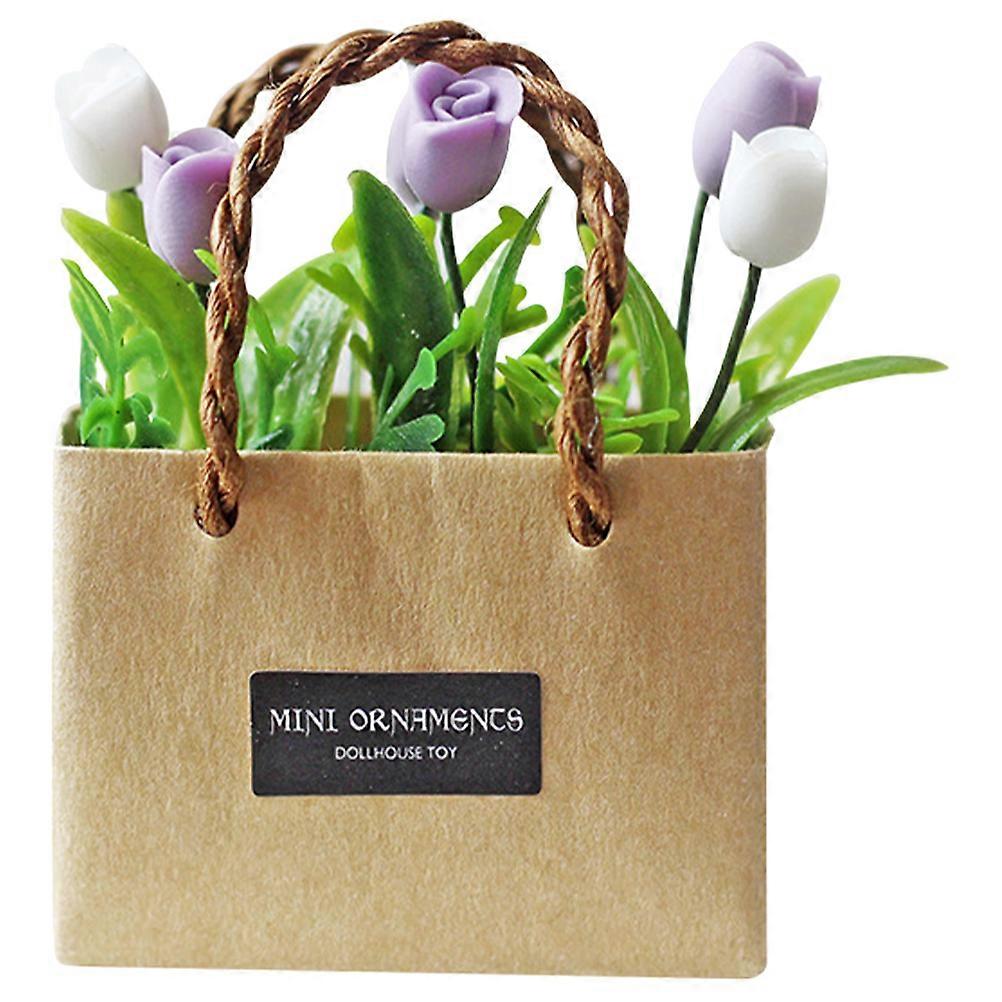 Mini Flower Resin Model Desktop Decorative Mini House Decoration Realistic Shape Multi 4.2x1.8x5.6cm 1Set