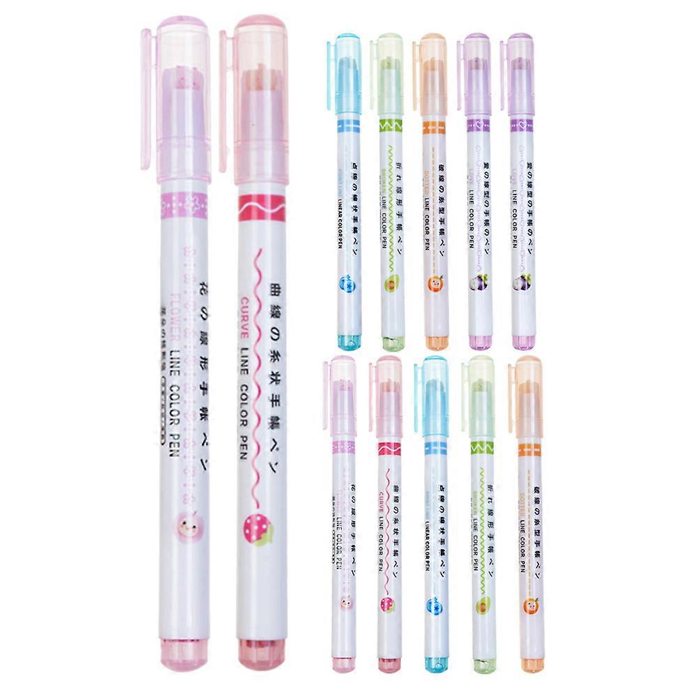Thin Highlighters Assorted Color For School Office Document Marking Journaling Roller Design Pens 12Pcs
