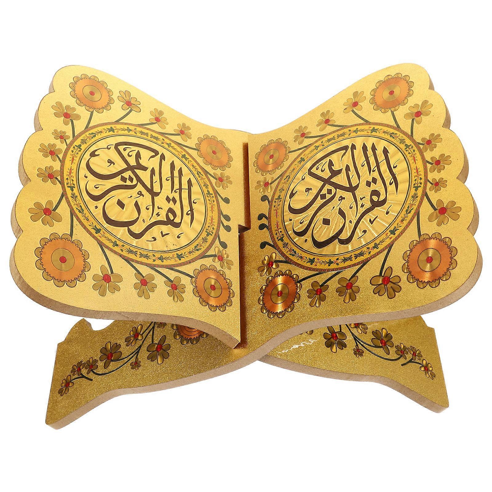 Tabletop Bookshelf Wooden Eid Bookshelf Golden Bars Rectangular Organizing 1Pcs