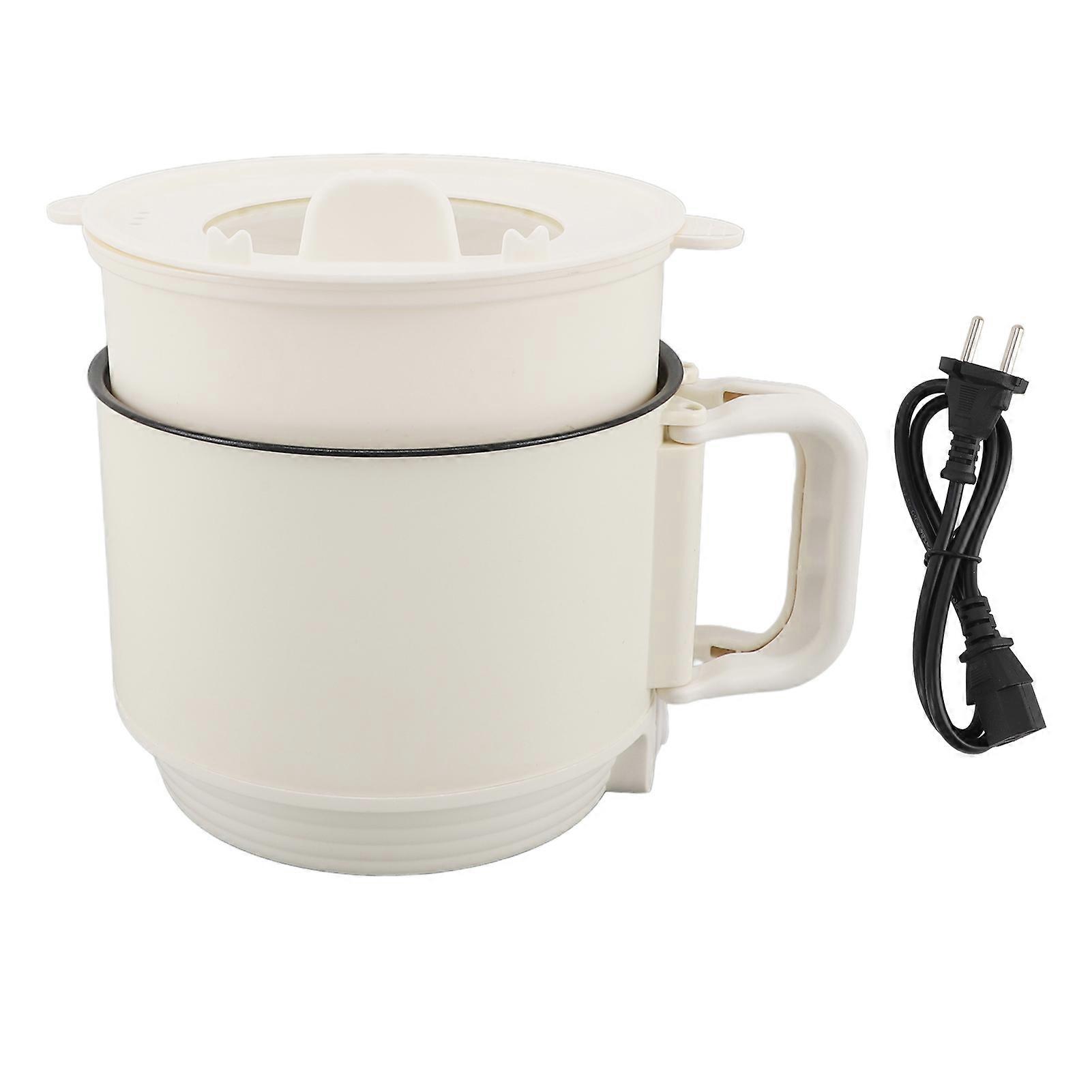 Electric Cooker 600W 1.8L Mini Electric Pot Non Stick Mini Ramen Cooker with 2 Levels Perfect for Ramen Steak Egg Soup White EU Plug 220V