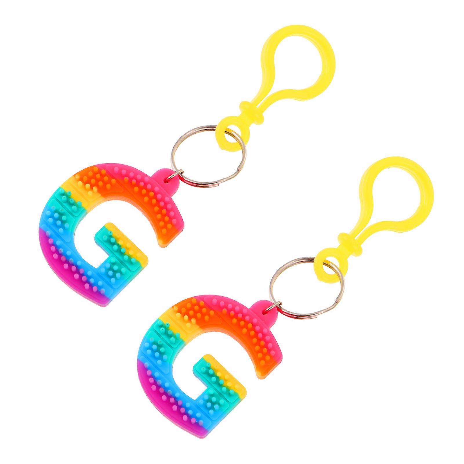 Car Key Accessories Novelty Keychain Flexible Glue Alphabet Shape Friends 2Pcs