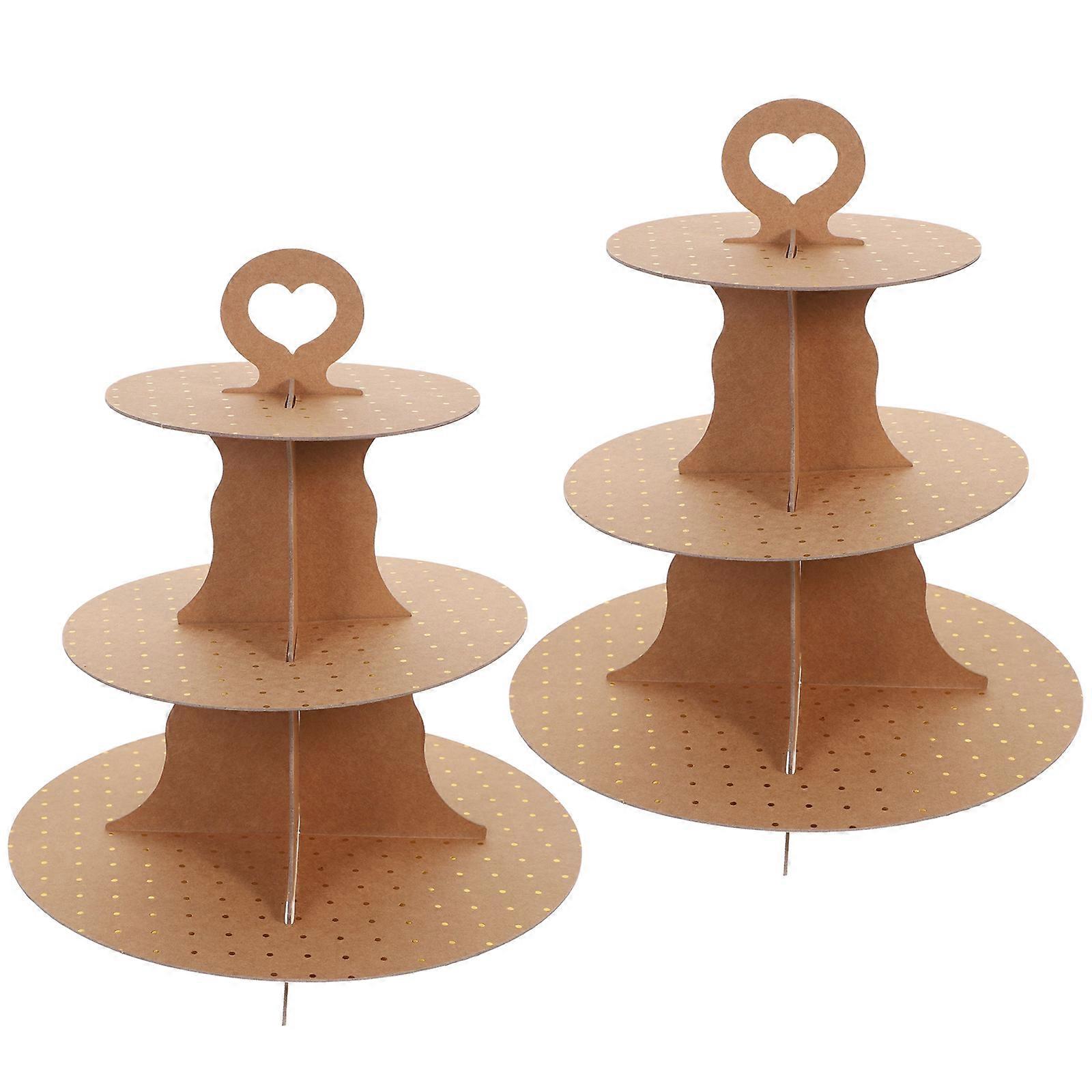 Dessert Holder Stand Paper Simple Structure For Birthdays Brown 25.50X25.50X29.30cm 2Pcs