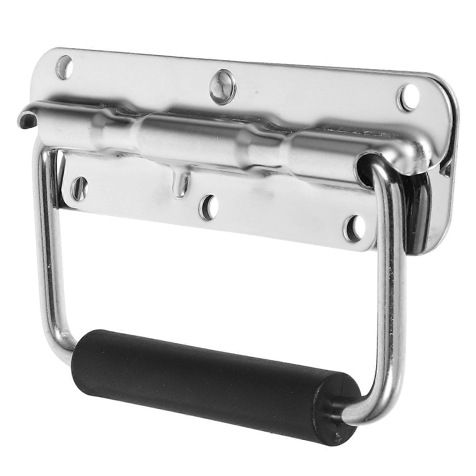 Stainless Steel Folding Tool Cabinet Handle, Heavy Duty Metal Handle with Spring Loaded Ergonomic Grip, Compact Portable Design for Maintenance and