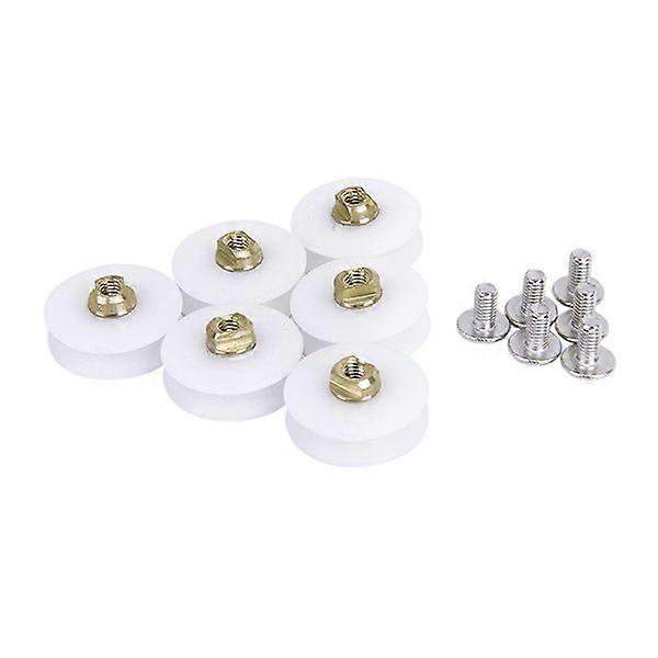 6pcs Replacement Bathroom Shower Door Rollers Runner Wheels 22.5mm Wheel Diameter (White)