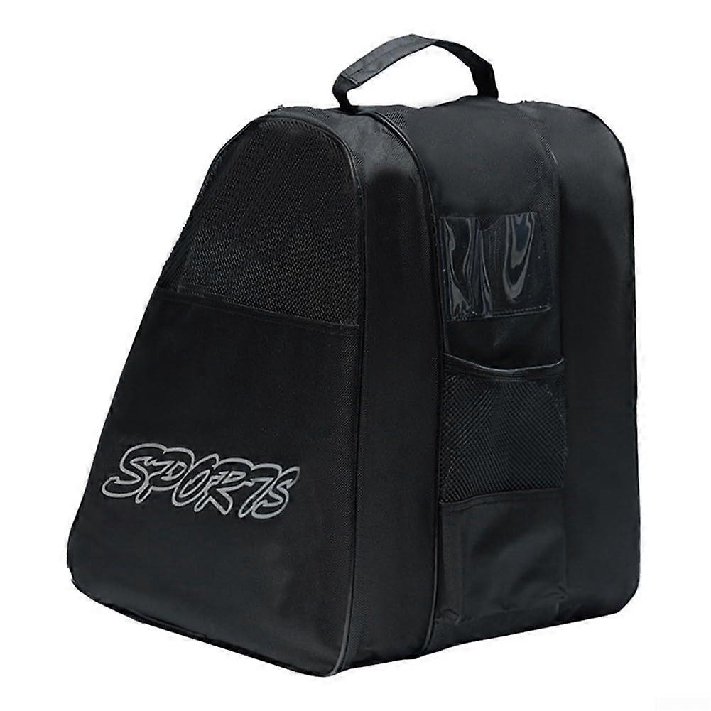 Ice Skate Bag, Roller Skate Bag with Three Layer Design, Ample Storage Space for Ice Skates, Roller Skates Parts Black