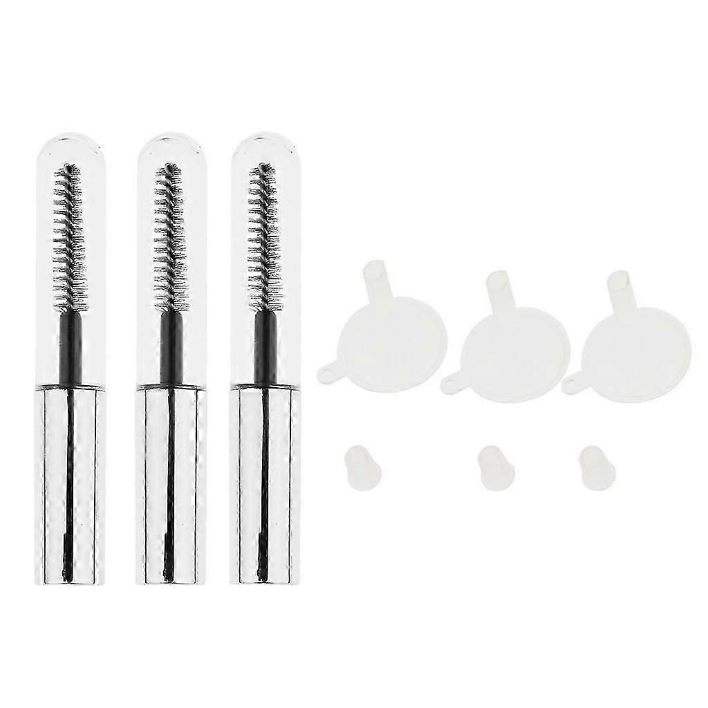 3x4ml Makeup Empty Mascara Tube Round Bottom with Eyelash Wand 3 Funnels Set