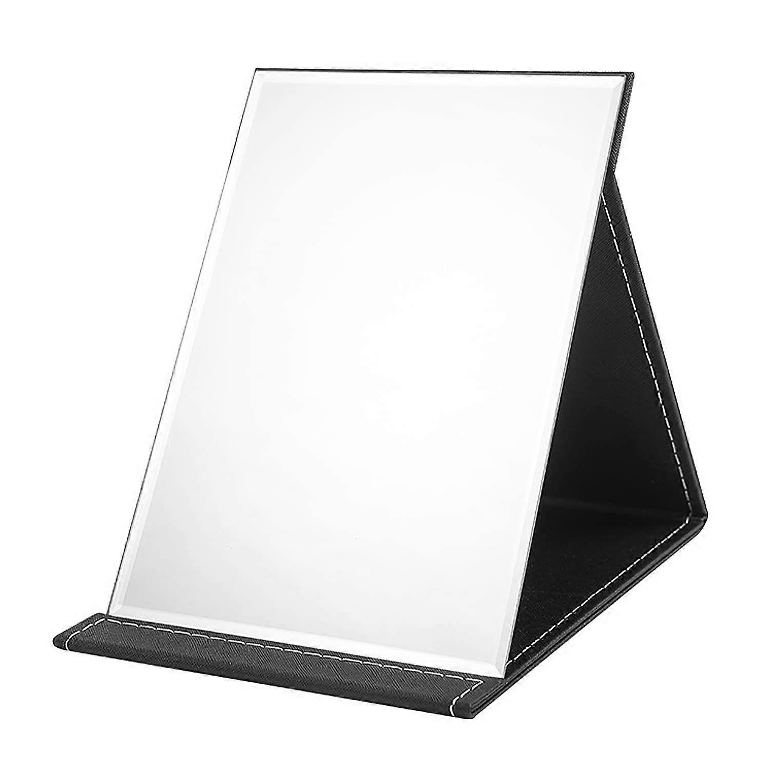 Folding Mirror Table Mirror Portable Super HD Makeup Mirror with PU Leather Case for Travel, Bathroom, and Camping (16 x 12 Black)
