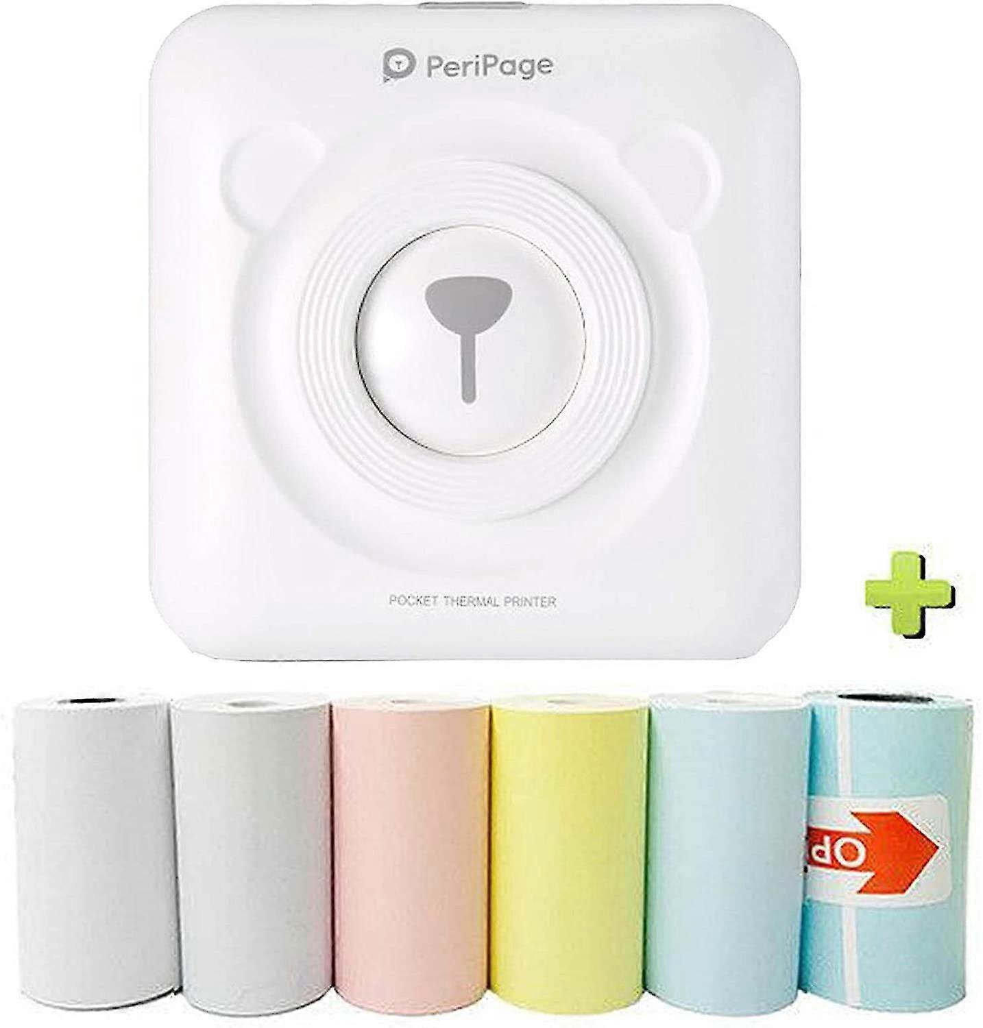 Mini printer, portable photo printer, pocket mini printer, image picture printer label with 6 mobile phone printing paper