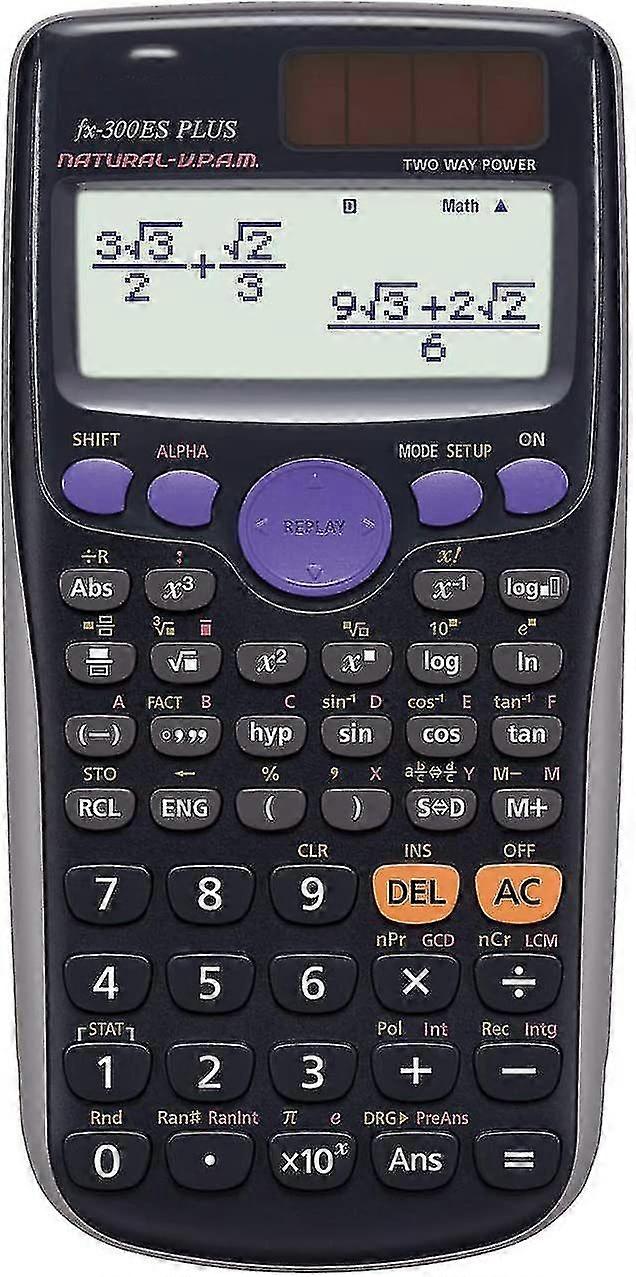 Fx-300es Plus scientific calculator, black for school, work, and calculations.