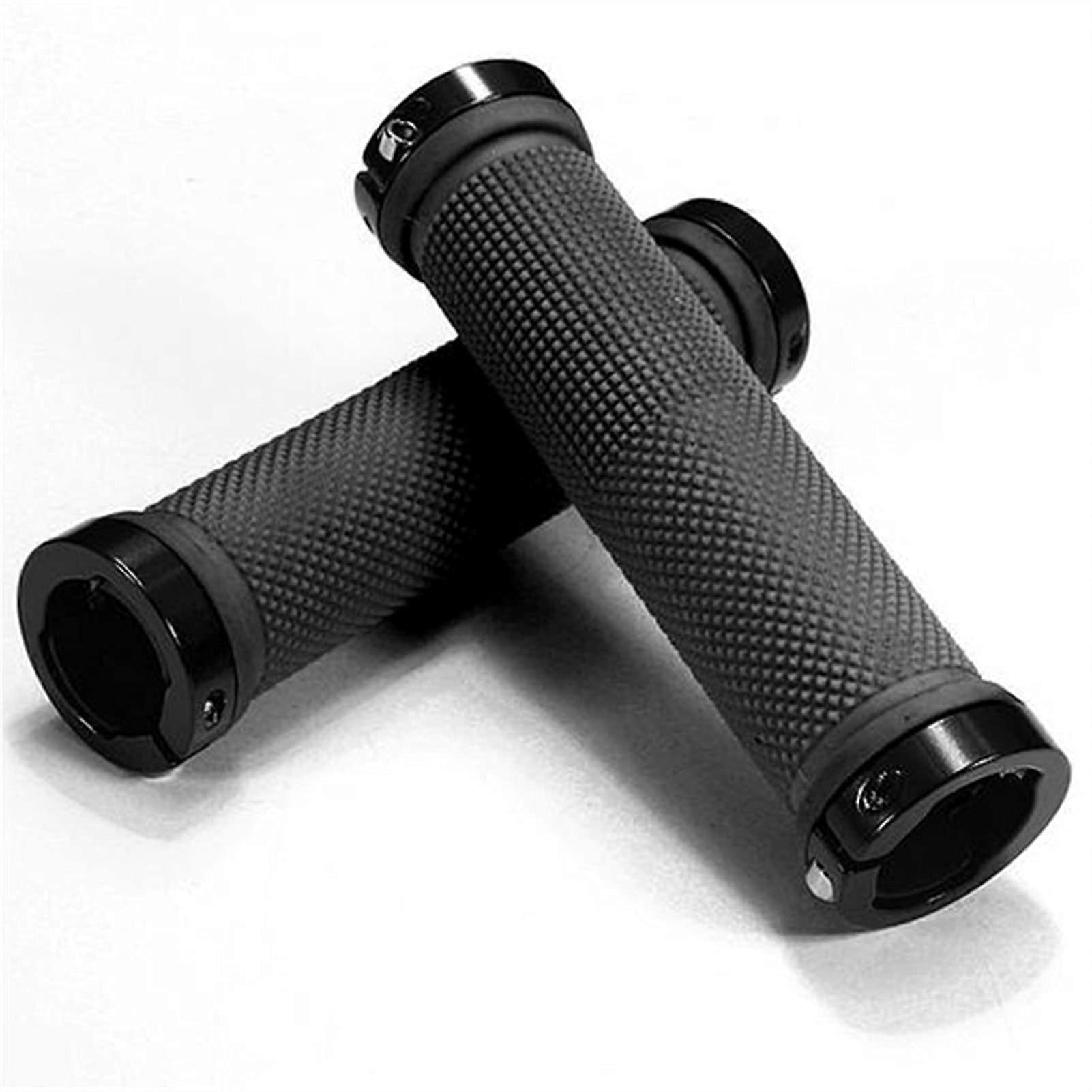 Bicycle grips, 1 pair of bicycle handlebar grips black, bike lock on handlebar grips.