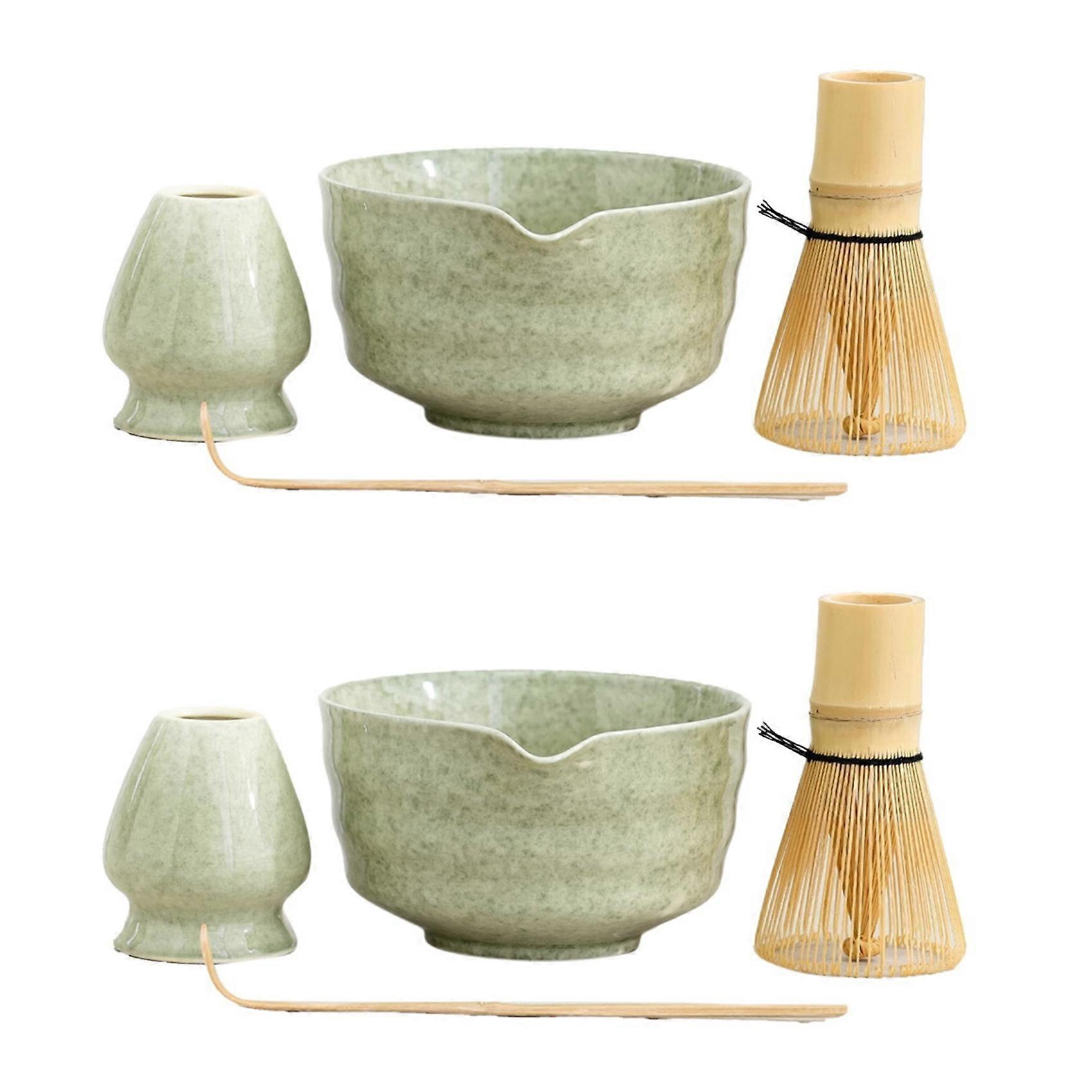 2X Matcha Set, Japanese Tea Set Includes Matcha Bowl with Spout, Matcha Holder, Bamboo Matcha and Ba