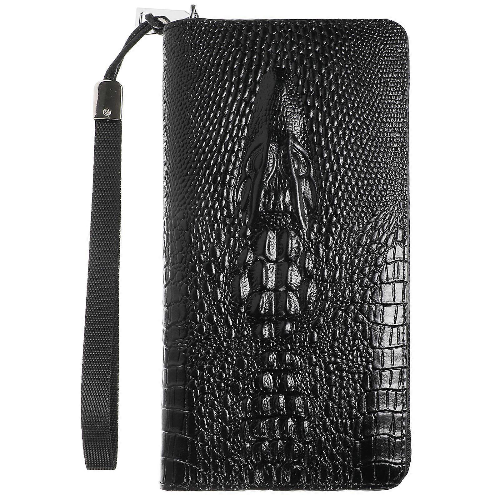 It looks like you're describing a product listing for a **men's long zipper wallet with an print**, designed to hold cards, cash, and even small