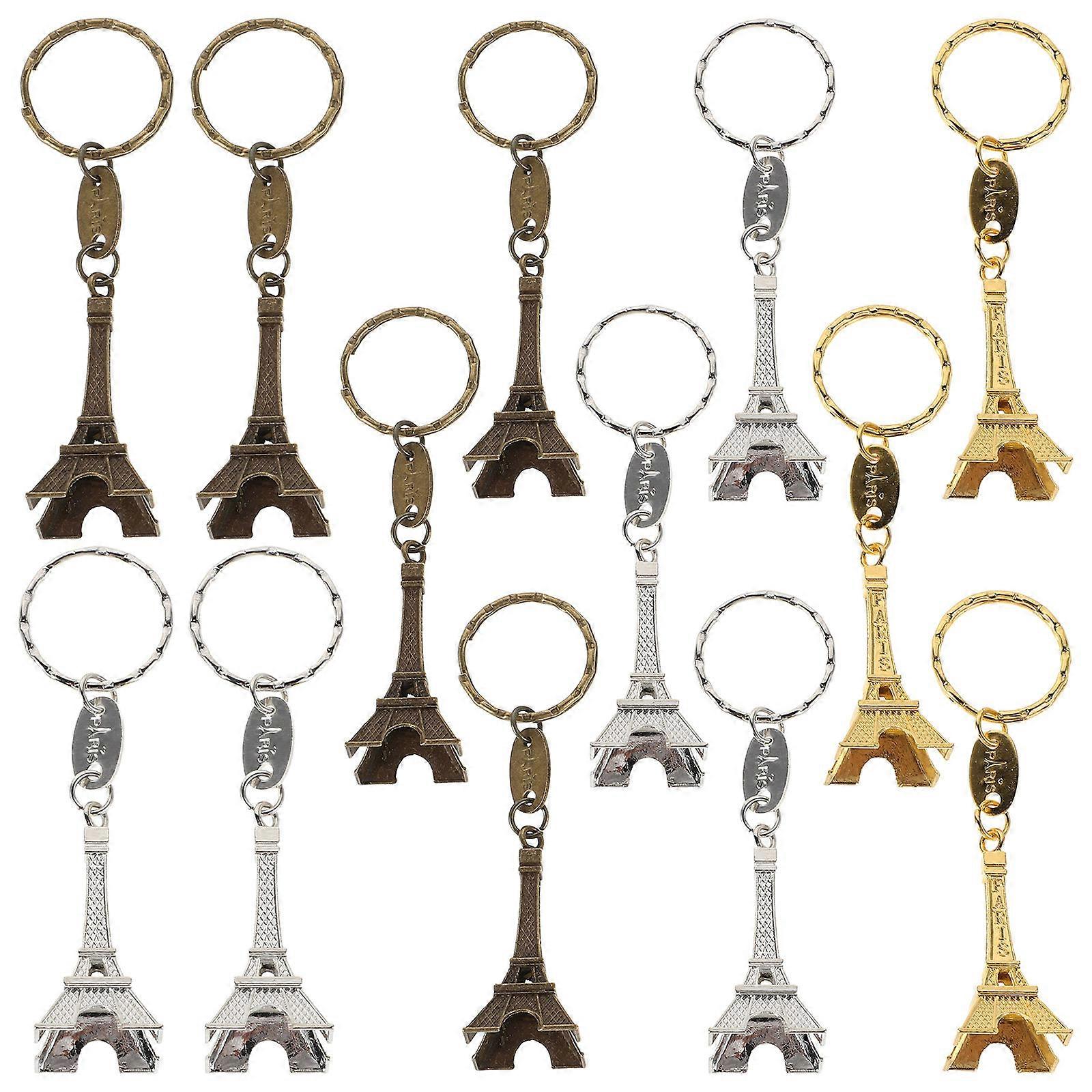 15pcs Eiffel Tower Keychain Set Retro Alloy Keyring Charms for Backpack Decoration, Stylish Souvenir with Realistic Design for Personal Use &