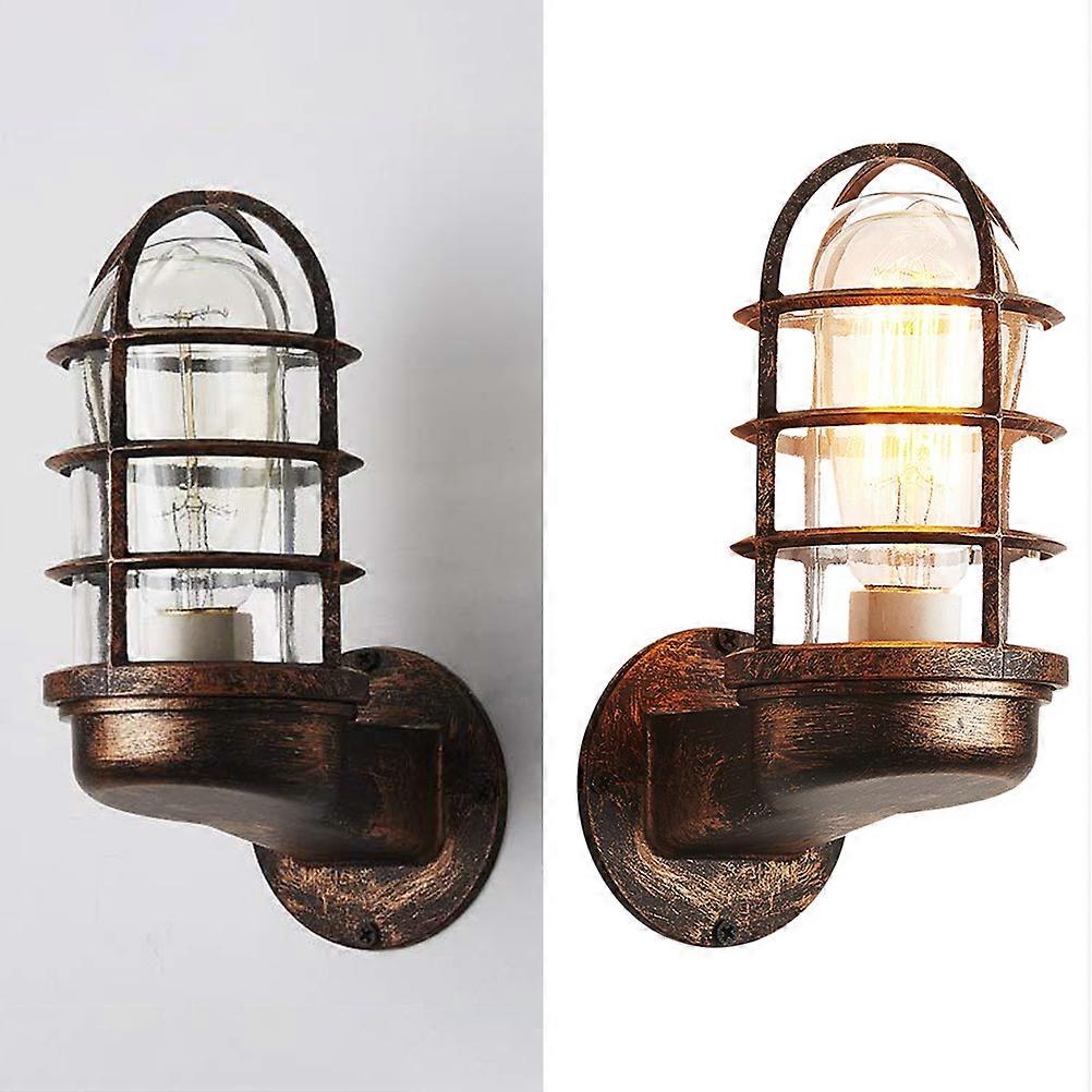 Indoor Wall Light American Retro Style Wall Lamp Iron Art Creative Light Socket Coffee Color 20x20x10cm 1Set