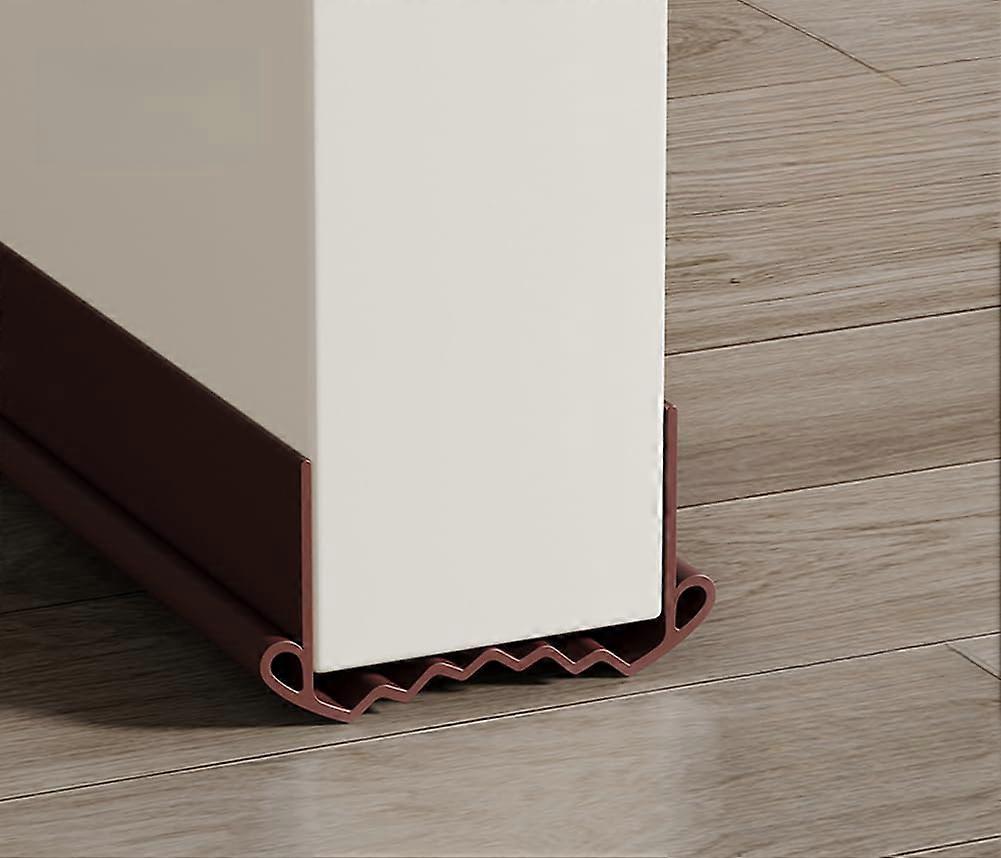 PVC Front Door Seal Strip - No Glue Draught Excluder Weatherproofing, Soundproof Cuttable Rubber Sealing Strips, Brown, 5 Pack