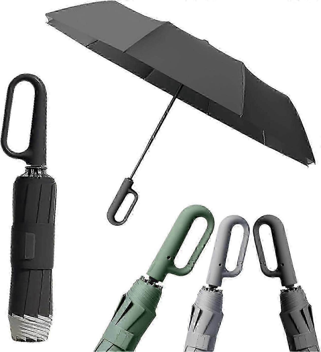 Ombrello con fibbia ad anello con striscia di sicurezza riflettente, robusto design antivento, portatile per i viaggi, completamente automatico per le marche compatibili