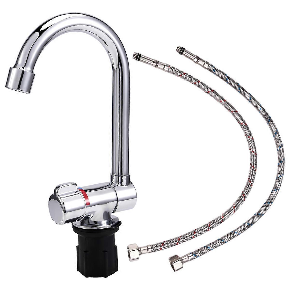 Foldable RV Faucet Universal for Car Caravan RV 360 Rotation Cold & Hot Water Mixer Water Tap,1/2