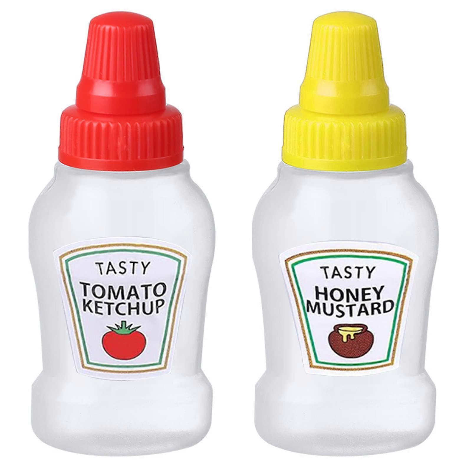Mini Spice Squeeze Bottle for Ketchup, Honey, Salad Dressing - Portable 2 oz Sauce Jars for Kids Lunch Box and Bento Box