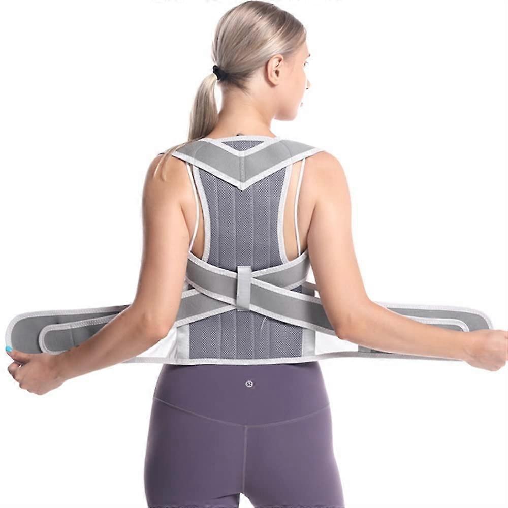 Breathable Back Support Unisex Posture Corrector, Full Back Belt, Scoliosis, Upper and Lower Back Pain, Size XL Gray