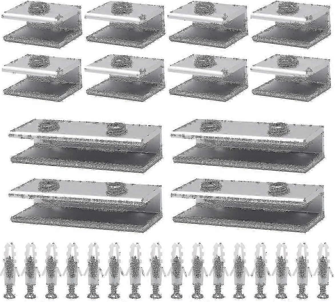 مشبك زجاجي ، 12 قطعة أقواس زجاجية مفصلية زجاجية ألومنيوم زجاج رف دعم صلب زجاج كليب رف تكيفي 6-8 مم