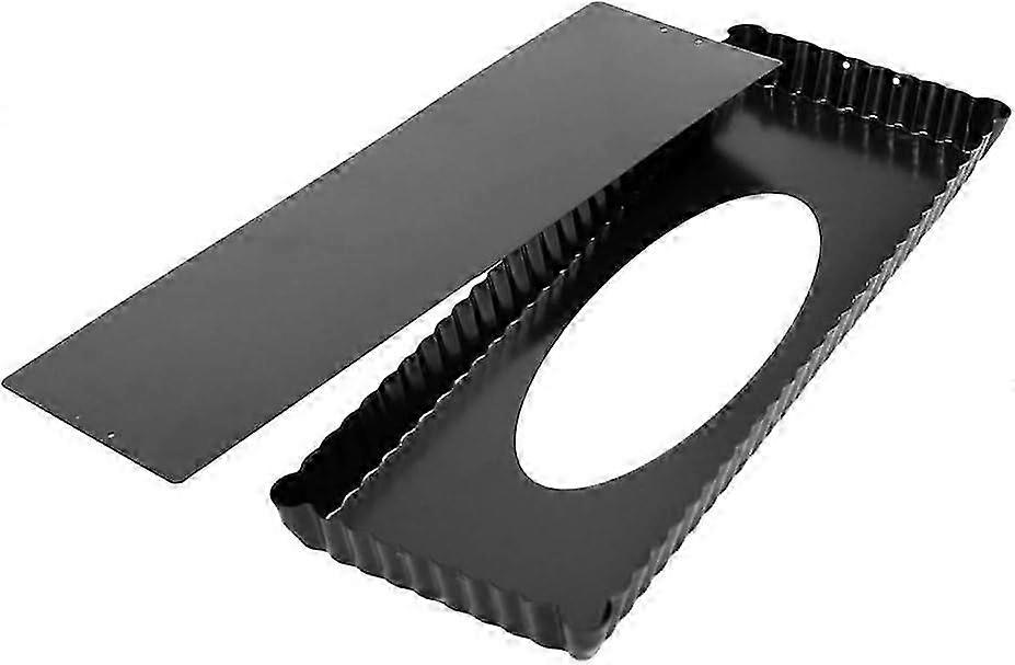 Rectangular Tart Pan for Quiche and Fruit Cakes 36 x 15 cm with Removable Bottom, Black Color, Non-Stick Coating