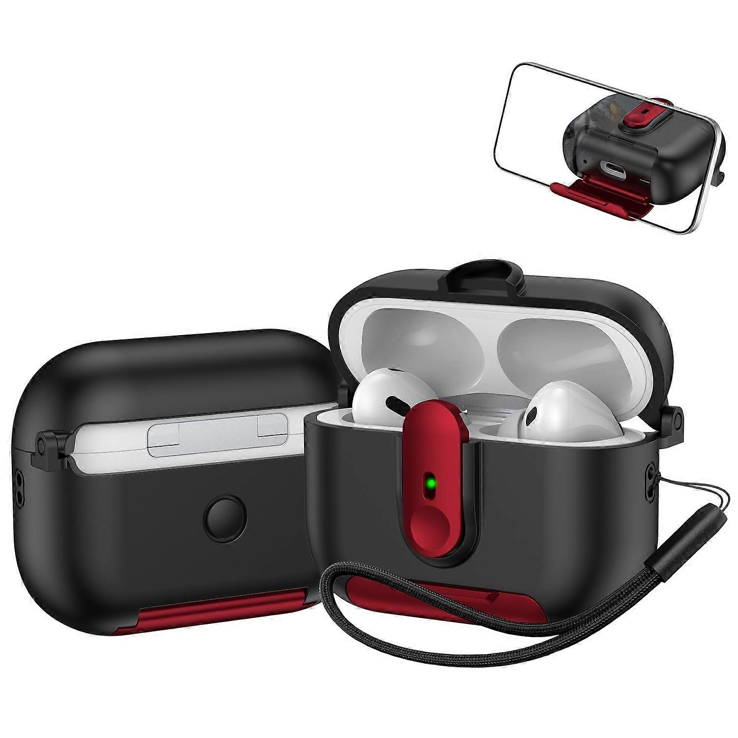 For Apple AirPods Pro Protective Case Switch Lock Earbuds Cover with Stand and Lanyard