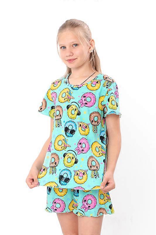 Girls’ Summer Pajama Set – Printed Cotton Tee & Elastic Shorts, Summer, HC 6372-002