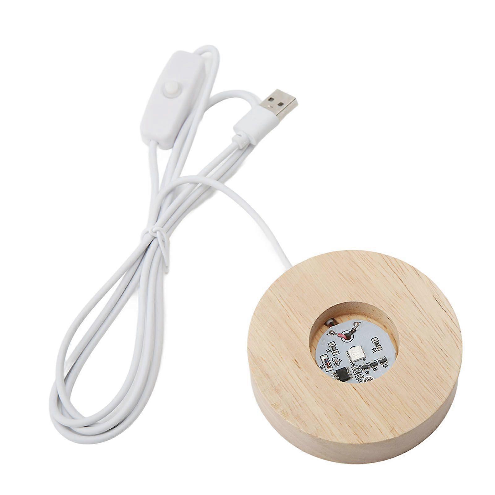 2025 Seneste model LED Lys Base USB Interface Eg Træ Materiale Rund