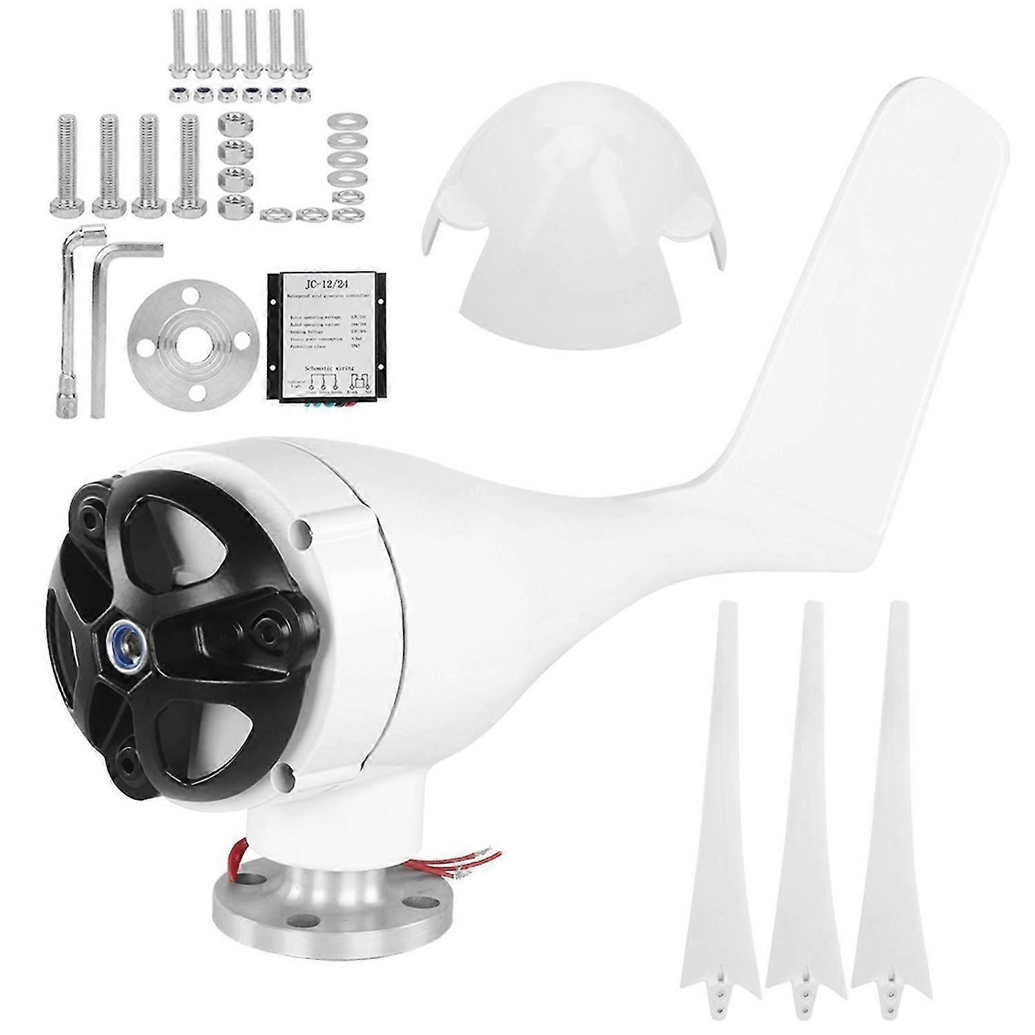 800W Small Wind Generator Kit 3 Blades Power Turbines Parts for Marine Home ChargingWhite 12V